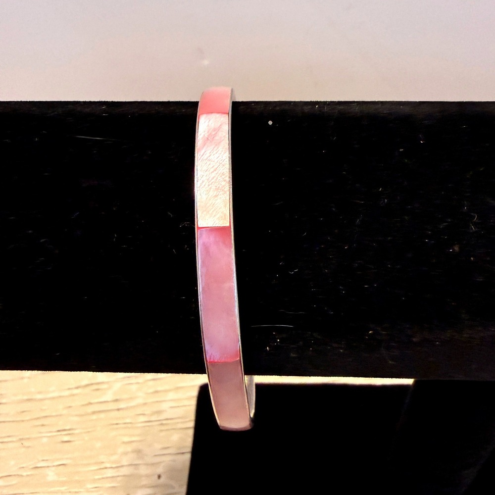 Pink Mother of Pearl Inlay Bangle Bracelet Women Coquette Y2K Mermaidcore